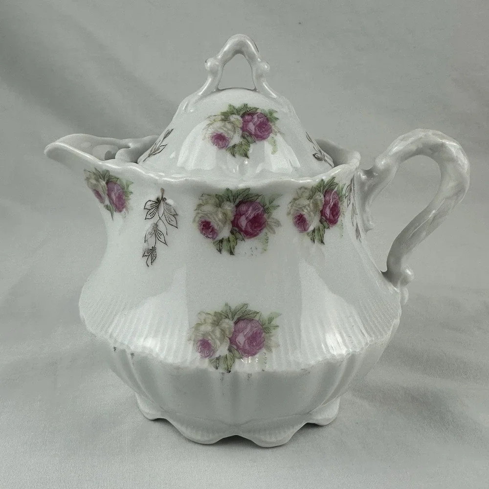 CT Altwasser Teapot Rose & Gold Pattern Germany Floral circa 1900 Cottagecore